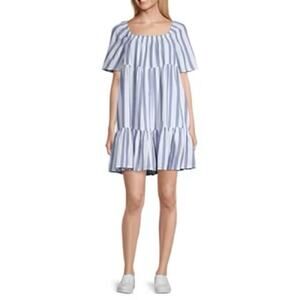 a.n.a Polly stripe blue Short Sleeve A-Line Dress